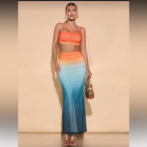 SHEIN Other - SHEIN Orange and Blue Gradient Two-Piece Set